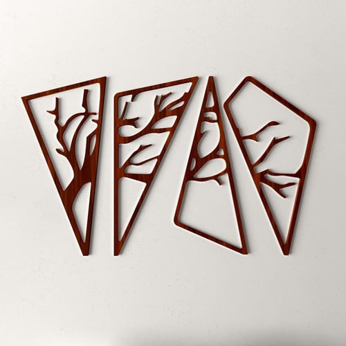 لوحة ديكور خشبية مودرن بنقشة شجرة