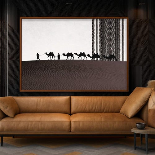 لوحة قماشية بتصميم الفن التراثي مع برواز مجوف