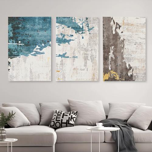 ثلاث لوحات خشبية مودرن بتصميم تجريدي