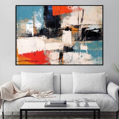 لوحة قماشية بتصميم الفن التشكيلي مع برواز مجوف