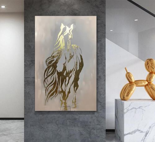 لوحة قماشية بتصميم حصانمع برواز مجوف