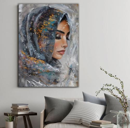 لوحة جدارية قماشية بتصميم الفن التجريدي بتصميم فتا...