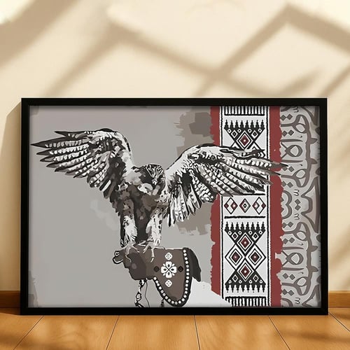 لوحة قماشية بتصميم الفن النجدي مع برواز مجوف