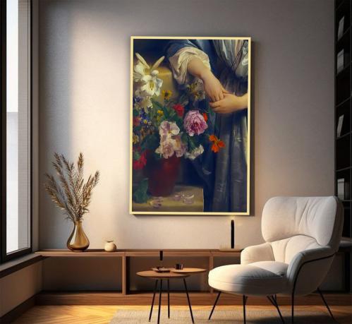 لوحة قماشية بتصميم كلاسيكي مع برواز مجوف