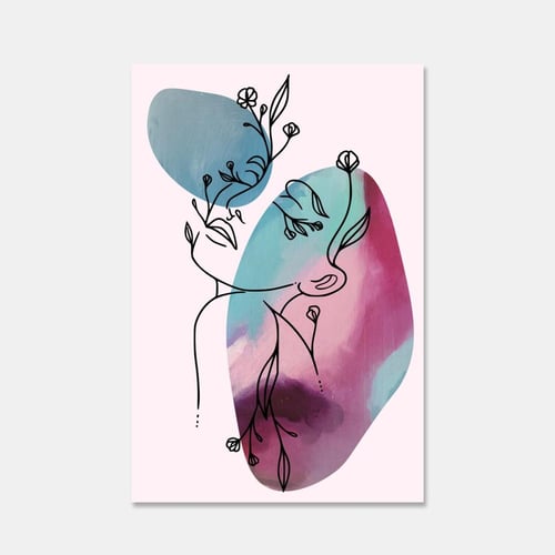 لوحة قماشية بتصميم الفن البوهيمي مع برواز مجوف