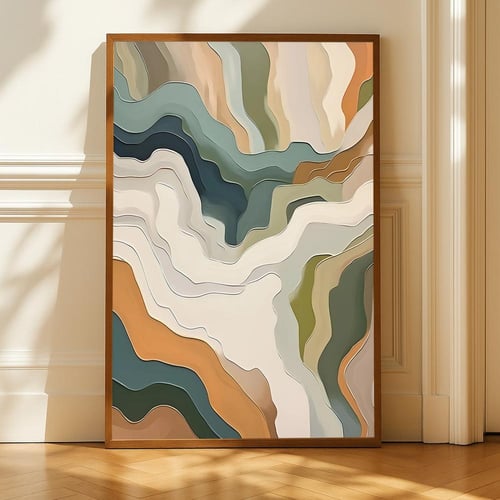 لوحة قماشية بتصميم تجريديمع برواز مجوف