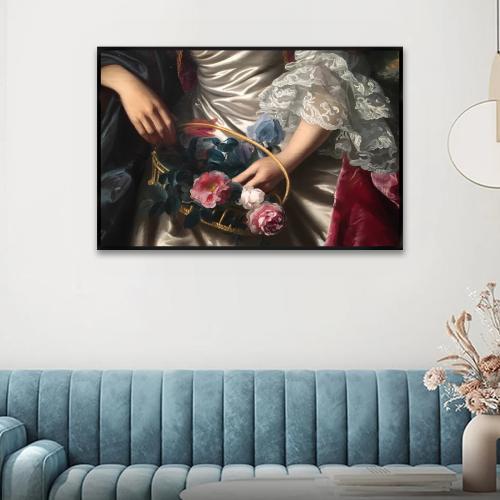 لوحة قماشية بتصميم كلاسيك مع برواز مجوف