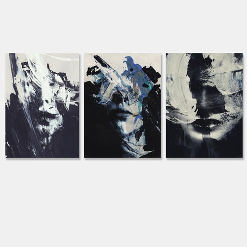 لوحات قماشية ثلاث قطع - بتصميم مرأة - كل قطعة 40×6...