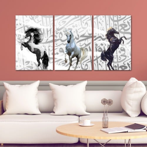 ثلاث لوحات خشبية ام دي اف مقاس 120x60 سم