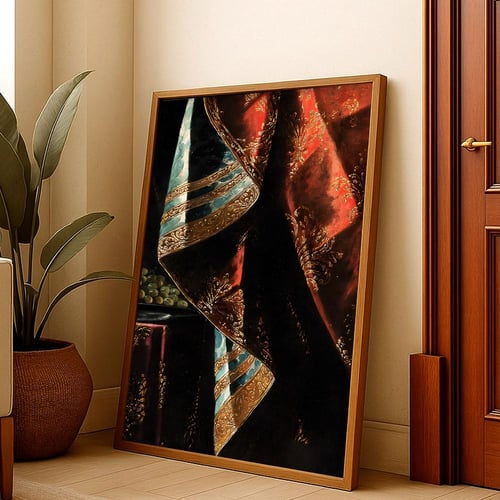 لوحة قماشية بتصميم الفن التراثي مع برواز مجوف