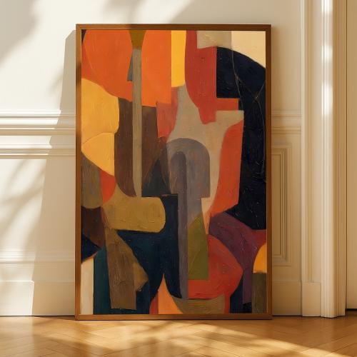 لوحة قماشية بتصميم تجريديمع برواز مجوف