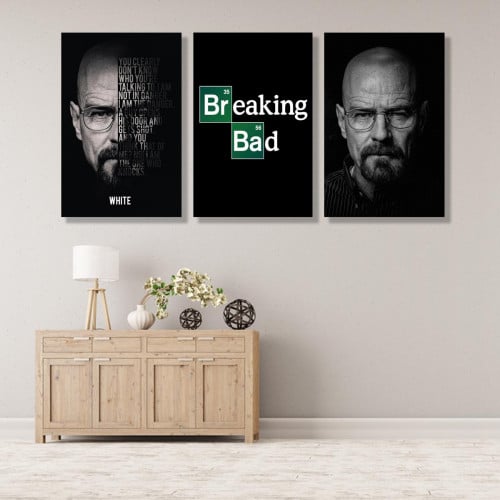 ثلاث لوحات قماشية بتصميم مسلسل Breaking Bad
