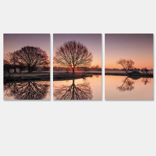 ثلاث لوحات خشبية ام دي اف مقاس 120x60 سم