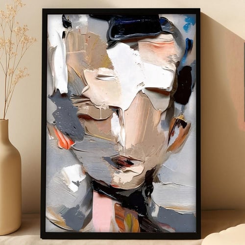 لوحة قماشية فاخرة بتصميم تجريدي مع برواز مجوف