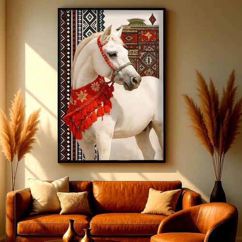 لوحة قماشية بتصميم الفن النجدي مع برواز مجوف