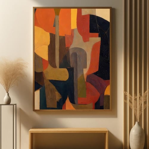 لوحة قماشية بتصميم تجريديمع برواز مجوف