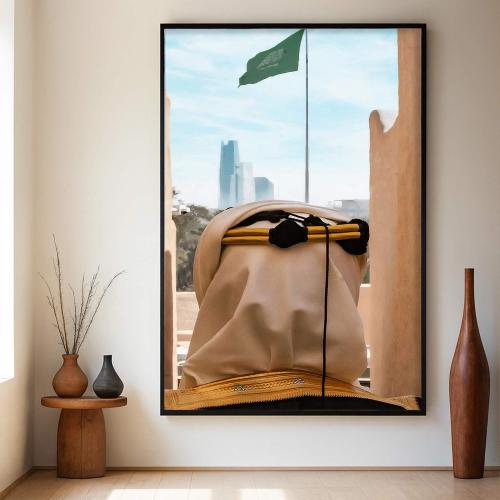 لوحة قماشية بتصميم التراثي مع برواز مجوف