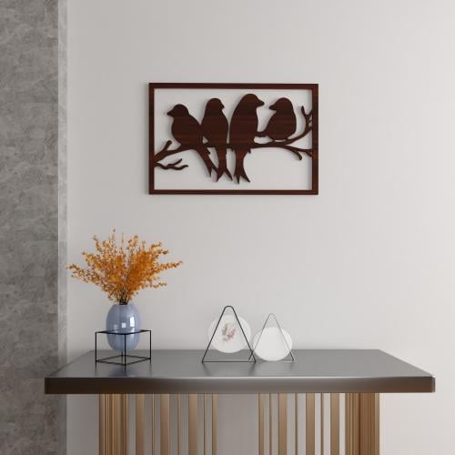 منحوتة ديكور خشبية بتصميم عصافير