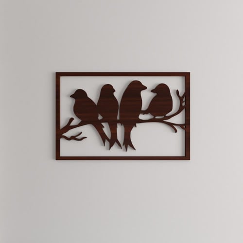 منحوتة ديكور خشبية بتصميم عصافير