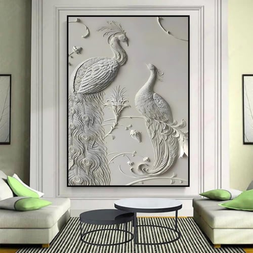 لوحة جداربة قماشية مطبوعة بتصميم اللوحة الجبسية مع...