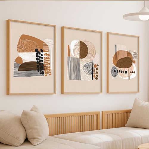 ثلاث لوحات قماشية مودرن - بتصميم فن تجريدي - مقاس...