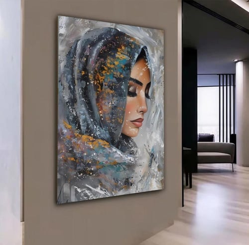 لوحة جدارية قماشية بتصميم الفن التجريدي بتصميم فتا...