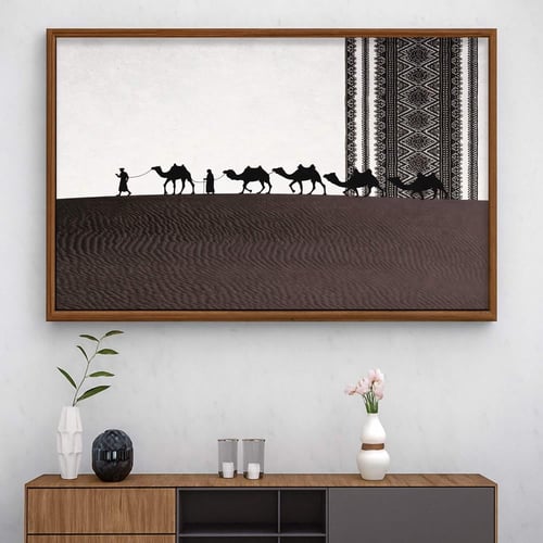 لوحة قماشية بتصميم الفن التراثي مع برواز مجوف