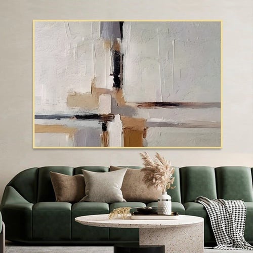 لوحة قماشية بتصميم الفن التشكيلي مع برواز مجوف