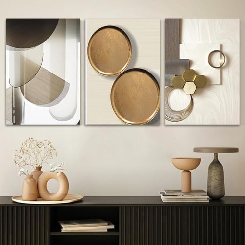 ثلاث لوحات خشبية ام دي اف مقاس 120x60 سم