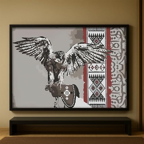 لوحة قماشية بتصميم الفن النجدي مع برواز مجوف