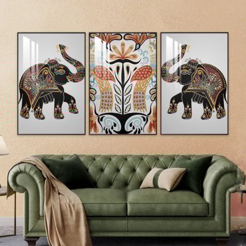 ثلاث لوحات جدارية مع برواز واكريلك شفاف