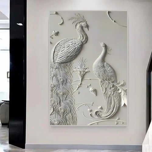 لوحة جداربة قماشية مطبوعة بتصميم اللوحة الجبسية مع...