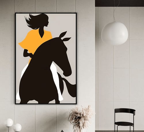 لوحة قماشية بتصميم تجريدي بتصميم فتاةمع برواز مجوف