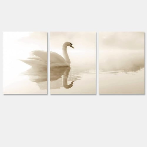 ثلاث لوحات قماشية - بتصميم طائر الأوز - مقاس كل قط...