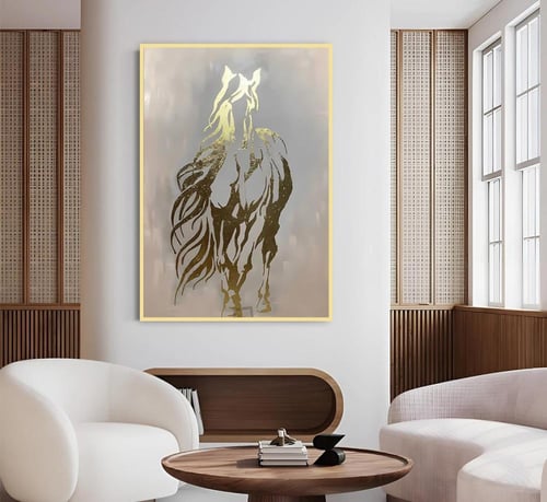 لوحة قماشية بتصميم حصانمع برواز مجوف