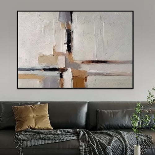 لوحة قماشية بتصميم الفن التشكيلي مع برواز مجوف