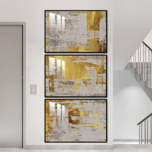 ثلاث لوحات جدارية مع برواز واكريلك شفاف