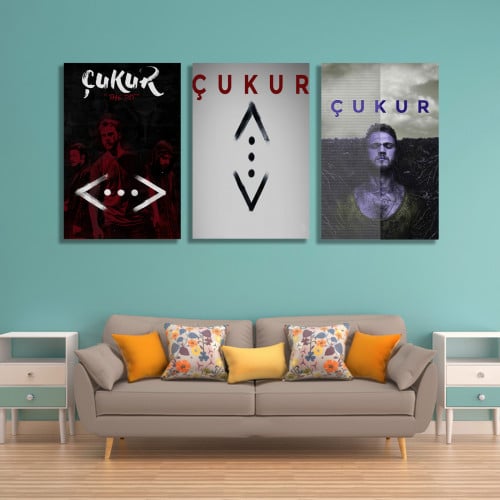 ثلاث لوحات قماشية بتصميم مسلسل الحفرة