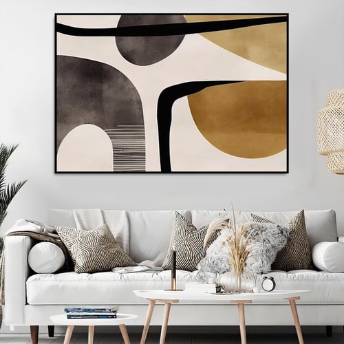 لوحة قماشية بتصميم الفن البوهيمي مع برواز مجوف