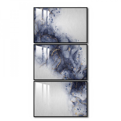 ثلاث لوحات جدارية مع برواز واكريلك شفاف