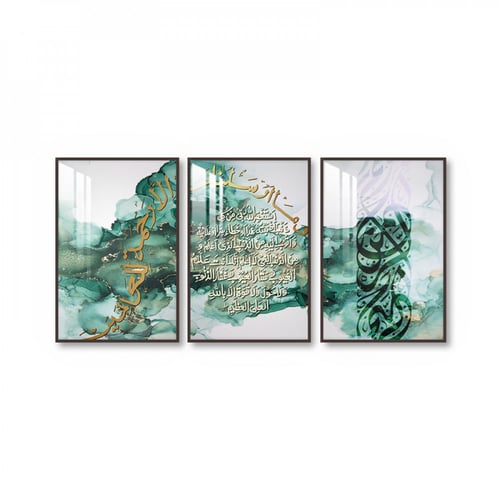 ثلاث لوحات جدارية مع برواز واكريلك شفاف