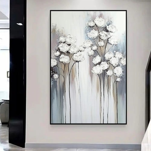 لوحة قماشية بتصميم الفن التجريدي مع برواز مجوف