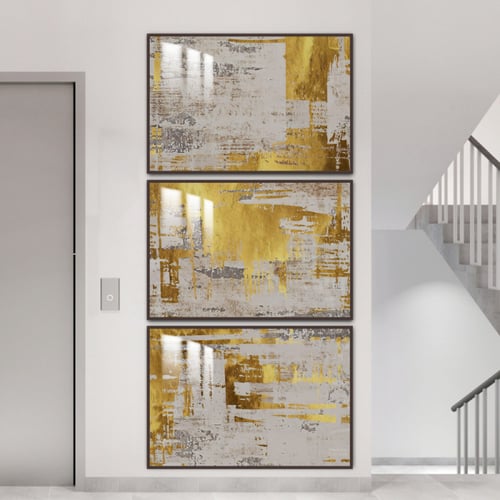 ثلاث لوحات جدارية مع برواز واكريلك شفاف
