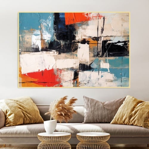 لوحة قماشية بتصميم الفن التشكيلي مع برواز مجوف