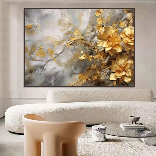 لوحة قماشية بتصميم الفن التشكيلي مع برواز مجوف