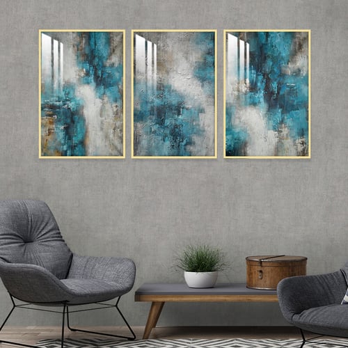 ثلاث لوحات جدارية مع برواز واكريلك شفاف
