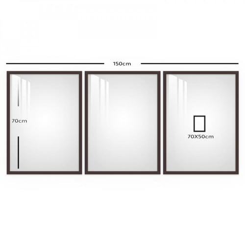 ثلاث لوحات جدارية مع برواز واكريلك شفاف