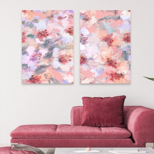 لوحة قماشية ثنائية بتصميم مودرن بنقشة وردة