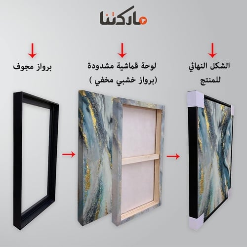 لوحة قماشية بتصميم الفن التشكيلي مع برواز مجوف