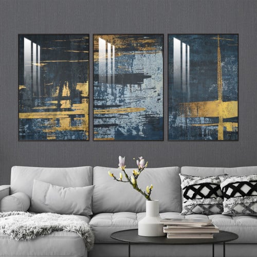 ثلاث لوحات جدارية مع برواز واكريلك شفاف